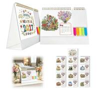 Kit de calendrier 2027 à faire soi-même, 13 feuilles de calendrier de bureau avec perles de perçage, planificateur de bureau avec notes adhésives pour la décoration de la maison, du bureau, de l'école
