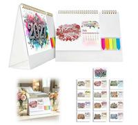 Kit de calendrier 2027 à faire soi-même, 13 feuilles de calendrier de bureau avec perles percées, planificateur de bureau avec notes adhésives pour la décoration de la maison, du bureau, de l'école