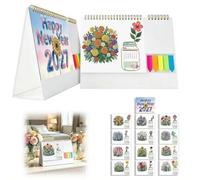 Kit de calendrier 2027 à faire soi-même, 13 feuilles de calendrier de bureau avec perles percées, planificateur de bureau avec notes adhésives pour la décoration de la maison, du bureau, de l'école