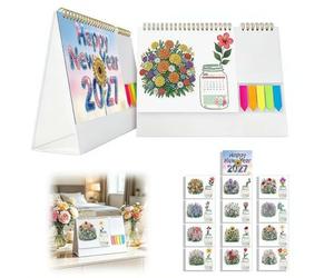 Kit de calendrier 2027 à faire soi-même, 13 feuilles de calendrier de bureau avec perles percées, planificateur de bureau avec notes adhésives pour la décoration de la maison, du bureau, de l'école