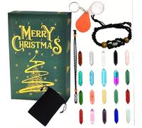 Kit de calendrier de l'Avent en cristal, 24 jours, compte à rebours Noël avec pierres précieuses pour collection d'apprentissage (pierre, collier et support bracelet), style 1, décoration d'int