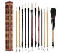 Kit de calligraphie chinoise - Laine de bois, taille, outil traditionnel | Ensemble de pinceaux de peinture avec contrôle de pointe fin, écriture d'encre, illustration aquarelle, collection de