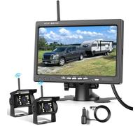 Kit de caméra arrière sans Fil HD 1080P, Moniteur LCD 7 Pouces avec 2 caméras de recul pour remorque, Camping-Car, Camion, Voiture, Bus, Lignes de Guidage DIY, IP68, Vision Nocturne, BSD, 12 V-36 V