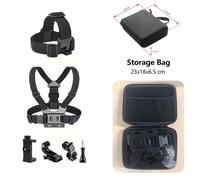 Kit de caméra d'action tout-en-un,sangle de tête,pour téléphone GoPro Hero Osmo SJCAM AKASO insta360-add 1x Storage Bag