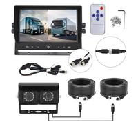 Kit de caméra de recul à double objectif, vision nocturne, installation facile, double angle réglable pour camion, bus, camping-car, remorque, caravane, stationnement, caméra de recul (kit moniteur