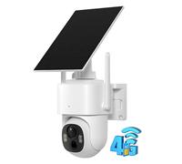 Kit de caméra extérieure intelligente WOOX 4G avec panneau solaire, 2K QHD, qualité HD supérieure 3MP, vision nocturne en couleurs, surveillance continue 24h/24 et 7j/7, projecteur et sirène intégrés,