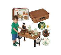 Kit de camping pour enfants, table pliante, valise + accessoires de voyage, camping, lumière LED, effet vapeur, son