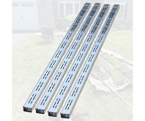Kit de canaux de drainage étroits de 1 m - Système de drainage extérieur à profil bas pour une gestion efficace des eaux pluviales, idéal pour les balcons et les zones à fort trafic, argent, 5 x 5 cm