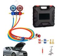Kit de canaux de réfrigérant - Testeur de pression AC avec compatibilité R134A R22 R410A - Kit de réparation et de recharge professionnel pour garage, voiture, atelier, entretien à domicile et