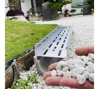 Kit de caniveau en Forme de U avec Couvercle en Acier Inoxydable pour Remplissage de Galets - Système de Drainage extérieur pour Jardin, Cour, Parc - 60 x 11 x 11 cm / 23,6 x 4,3 x 4,3 Pouce