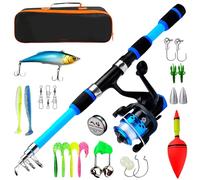 Kit de Canne à Pêche Enfant 1,8m Télescopique avec Moulinet Spincast, Ensemble de Pêche Complet avec Leurres et Sac de Transport pour Garçons, Filles et Débutants