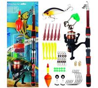 Kit de canne à pêche - Ensemble de canne à pêche télescopique de 1,8 m | Moulinet d'eau douce et salée | Kit d'équipement de pêche portable pour homme, mer, lac, voyage en plein air, appât