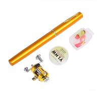 Kit de canne à pêche portable de 1 m, style stylo avec moulinet, fibre de carbone/métal légère, parfaite pour les sorties de pêche en plein air (Y4516 Gold)