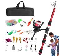 Kit de canne à pêche portable pour débutants, boîte de pêche avec bobine et sac de rangement, équipement de pêche pour les jeunes poissons en mer, rivière, camping ou voyage en plein air