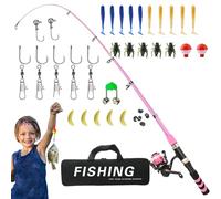 Kit de canne à pêche pour , petit kit de pêche pour premier semestre, kit de pêche portable pour la première année, canne à pêche extensible avec sac de transport pour anniversaire, vacances