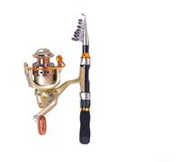 Kit de canne à pêche télescopique avec moulinet à roulements lisses pour canne à pêche combinée légère en carbone pour voyage et pêche en plein air (noir, ensemble de 1,9 m)