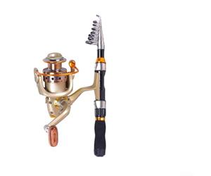 Kit de canne à pêche télescopique avec moulinet à roulements lisses pour canne à pêche combinée légère en carbone pour voyage et pêche en plein air (noir, ensemble de 1,9 m)