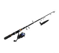 Kit de canne à pêche télescopique en fibre de carbone avec moulinet portable et léger pour voyage, pêche en plein air, bobine en alliage d'aluminium (noir, ensemble de 230 m)
