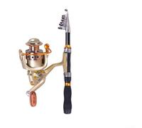 Kit de canne à pêche télescopique en fibre de carbone avec moulinet portable et léger pour voyage, pêche en plein air, bobine en alliage d'aluminium (noir, ensemble de 1,7 m)