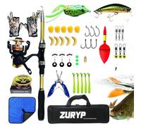 Kit de canne à pêche télescopique - Ensemble d'équipement de pêche portable, ensemble de canne de voyage | Construction stable en fibre de carbone avec moulinet, sac de rangement, accessoires pour eau