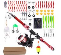 Kit De Canne À Pêche Télescopique - Tige Réglable Avec Leurres, Matériau À Haute Résistance, Conception Compacte Facile De Transporter | Équipement De Pêche En Plein Air Pour Les Étangs D'eau Salée Do