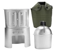 Kit de Cantine, Cantine en métal en Aluminium de 850 ML avec Tasse et poêle, Ensemble Complet cantines Militaires pour Le Camping, la randonnée et Les Aventures en Plein air, Tasse