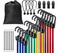 Kit de caoutchouc de tension 32 pièces - caoutchouc de bagage corde d'extension avec crochet en acier A3 - corde de tension élastique pour voyager en toute sécurité