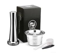 Kit de capsules de café réutilisables avec tamper, cuillère et brosse en acier inoxydable pour une utilisation avec Kfee Expressi et machines (paquet 1#)