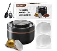 Kit de capsules Vertuo réutilisables pour Nespresso, capsules Vertuo réutilisables pour Nespresso avec 100 couvercles en aluminium AL, dosettes de café rechargeables pour VertuoLine compatibles avec