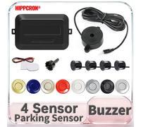 Kit de capteurs de stationnement pour voiture Hippcron 4 capteurs, avertisseur sonore 22 mm, radar de recul, système d'indication sonore, sonde, 12 V, noir et blanc