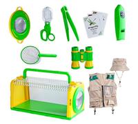 Kit de capture d'insectes pour l'exploration en plein air des enfants, kit d'attrape-explorateurs 9 en 1 avec télescope, loupe, lampe de poche et boussole, boîte 'observation pour l'aventure dans la