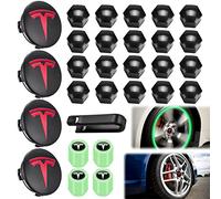 Kit de Capuchon de Roue pour Tesla, Ensemble de Capuchon de moyeu Central Cache d'écrou de Roue Couvercle de moyeu de Modification du Centre pour Model Y Mode 3 Mode S Mode X