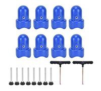 Kit de capuchons de poteau d'enceinte de trampoline avec outil de traction à crochet en T, 8 capuchons de garde-corps bleus, 2 vis noires pour le remplacement du filet de sécurité