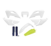 Kit de carénage UFO PLAST 11 pièces avec protège-fourche blanc/bleu foncé/jaune