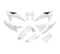 Kit de carénage UFO PLAST en 10 pièces avec protège-fourche blanc OEM 20-26