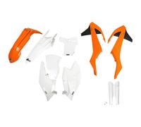 Kit de carénage UFO PLAST en 10 pièces avec protège-fourche blanc/orange/noir