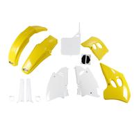 Kit de carénage UFO PLAST jeu de 9 pièces avec protège-fourche blanc/jaune