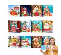 Kit de cartes de Noël - Kit de cartes de vœux de Noël avec strass 5 D | Fabrication de cartes de peinture artistique, jolies cartes de Noël pour les vacances, ensemble de cartes de vœux pour les mains