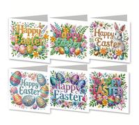 Kit de cartes de vœux 5D à faire soi-même - Motif peinture diamant - Pour la famille et les amis - Police de Pâques