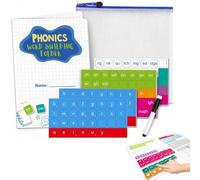 Kit de cartes magnétiques de phonétique - 142 pièces, classeur construction mots avec lettres et tableau effaçable à sec, jeu éducatif d'orthographe et de lecture pour l'apprentissage précoce (1pc)