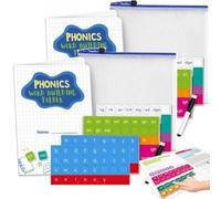 Kit de cartes magnétiques de phonétique - 142 pièces, classeur construction mots avec lettres et tableau effaçable à sec, jeu éducatif d'orthographe et de lecture pour l'apprentissage précoce (2pc)