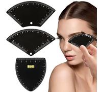 Kit de cartographie des sourcils 3 pièces - Règle à sourcils en métal et outil de mesure avec pochoirs triangulaires en arc ventilateur pour une conception symétrique parfaite des