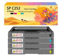 Kit de cartouches de toner haute capacité compatible 407531 407532 407533 407534 fonctionne pour les imprimantes Pour Ricoh SP C252DN C252SF C262DNW C262SFNW couleurs vives à haut rendement 4 *Color