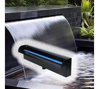 Kit de Cascade avec déversoir en Acier Inoxydable 304 pour piscines extérieures et piscines - Fontaine décorative intérieure/extérieure Personnalisable avec Cascade à Jet d'eau continu (104
