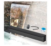 Kit de cascade avec déversoir en métal encastrable pour extérieur, comprenant des tuyaux ondulés, une fontaine cascade pour bassin, jardin ou aquarium - Déversoir de 30 à 180 cm de large, id