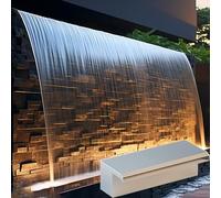 Kit de cascade murale en acier inoxydable - Fontaine de piscine encastrée de 180 cm pour aménagement paysager - Design robuste - Pas besoin de pompe (argent)