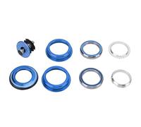 Kit de casque de vélo CheoTime, Écrou du casque à double roulement en alliage en alliage en aluminium avec capuchon et remplacement de la bague de compression pour tubes (Rouge) (Bleu)