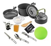 Kit de Casseroles et Poëles de Camping,Ensemble de 13 pcs Ustensiles de Cuisine Camping pour Randonnée Pique-Nique|Légères,Compactes et Durables (2-3 Personnes)