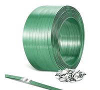 Kit de Cerclage de Palette, 16mm x 260m Rouleau de Ruban de Cerclage Pet, Résistance à la Déchirure 420kg, Outil de Cerclage d'Emballage avec 100 Boucles Métalliques et Boîte pour Emballage Palette