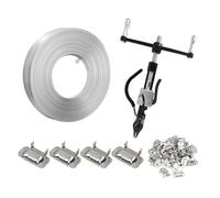 Kit de cerclage en acier - Outil de cerclage métallique, tendeur et coupe-fil à vis, bobine de cerclage 304 3/4" x 100 pieds, 100 boucles en acier, emballage robuste et haute résistance, noir